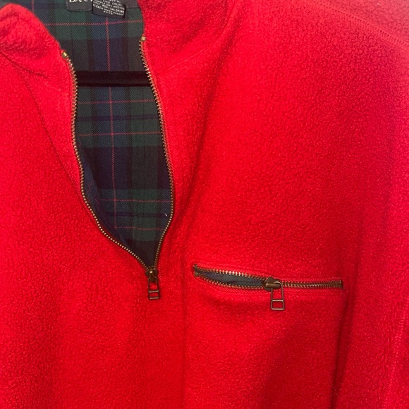 Banana Republic Mens Med. in Red 1/4 Zip-Up Sweater w Plaid 100% Cotton Lining - Picture 2 of 6
